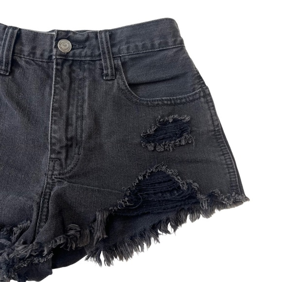 HOLLISTER Black Cutoff Shorts 1 25 Super Distressed Jean - Picture 3 of 9